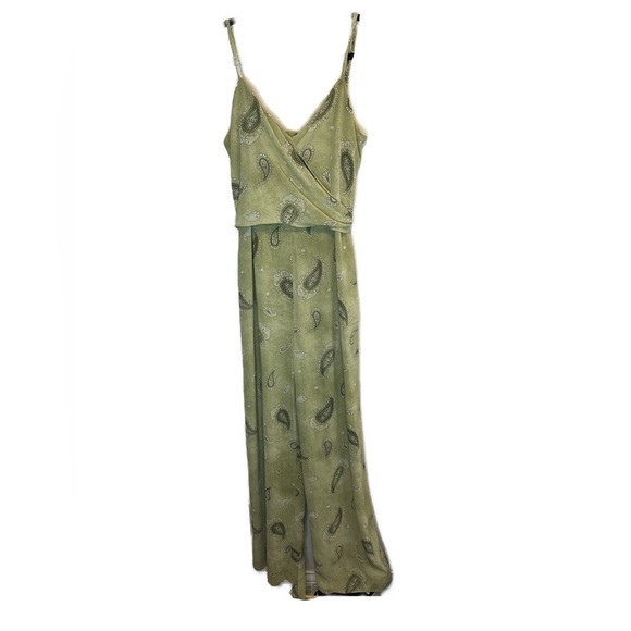 MICHAEL KORS PAISLEY Chiffon Green JUMPSUIT M - Picture 3 of 10